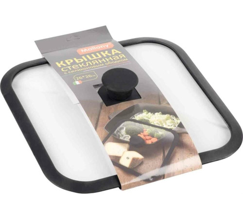 MALLONY Крышка стеклянная с силиконовым ободком QUADRATO, 26*26 см диа