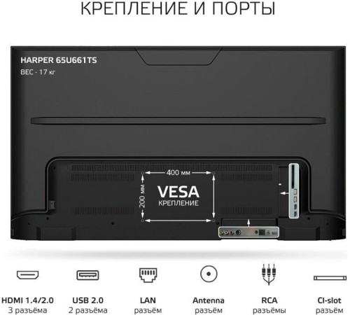 HARPER 65U661TS UHD 4K SMART TV Безрамочный