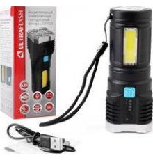 ULTRAFLASH (15195) LED51525 4LED+COB, 3 Вт, 4 реж, Micro -USB, бокс черный
