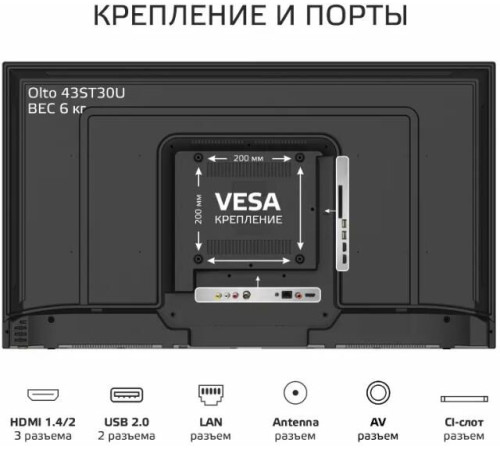 OLTO 43ST30U SMART TV 4K UHD Android Безрамочный
