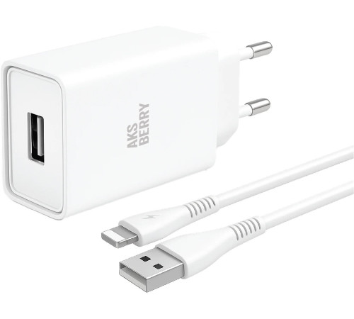 AKSBERRY (6900221580012) T40 1USB 24A + Lightning (белый)