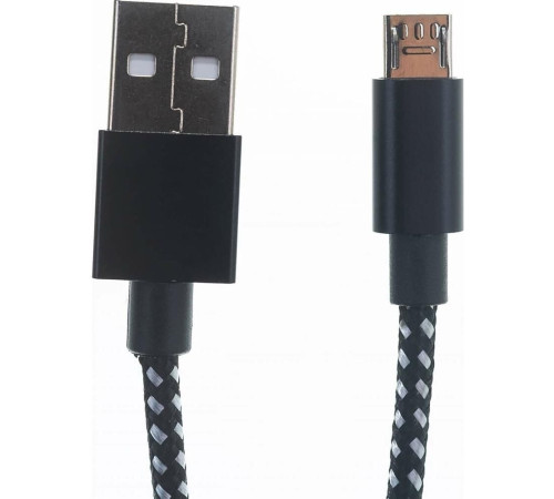 PERFEO (U4802) USB A вилка - Micro USB вилка, черно-белый, 3 м