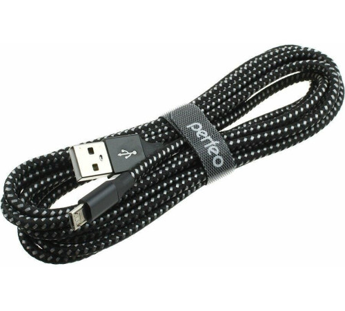 PERFEO (U4802) USB A вилка - Micro USB вилка, черно-белый, 3 м