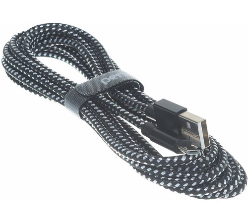 PERFEO (U4802) USB A вилка - Micro USB вилка, черно-белый, 3 м