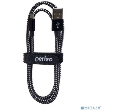 PERFEO (U4802) USB A вилка - Micro USB вилка, черно-белый, 3 м
