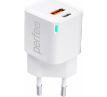 PERFEO (I4652) USB-A+TYPE-C, GaN, 20W, белый