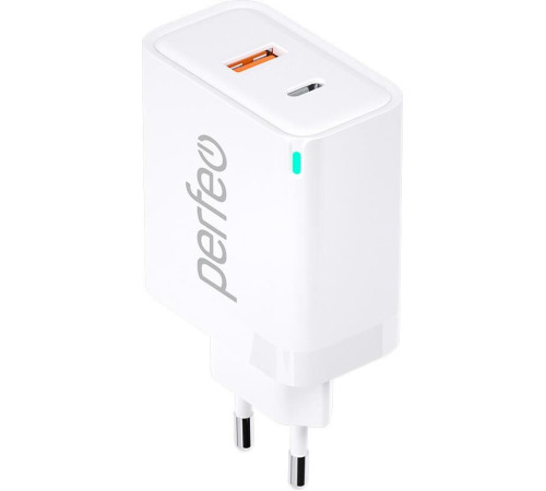 PERFEO (I4653) USB-A+TYPE-C, GaN, 30W, белый