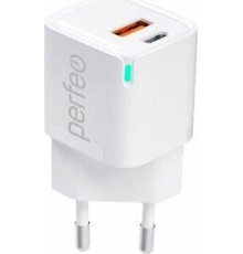 PERFEO (I4653) USB-A+TYPE-C, GaN, 30W, белый