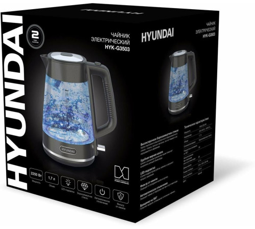 HYUNDAI HYK-G3503 1.7л. 2200Вт черный/серебристый (корпус: стекло)