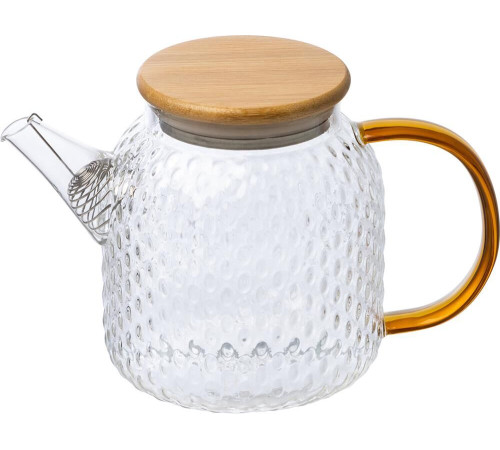 LEONORD Чайник заварочный AROMA, объем 1 л, из боросиликатного стекла с рельефом, крышкой бамбука
