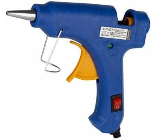 ENGY Пистолет клеевой 20W с кнопкой включения и антикаплей EGG-20