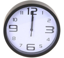 PERFEO PF-WC-001 круглые д. 20 см, чёрный корпус/белый циферблат