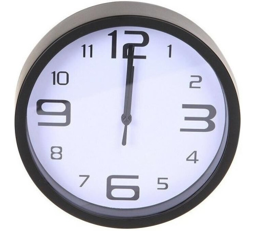 PERFEO PF-WC-001 круглые д. 20 см, чёрный корпус/белый циферблат