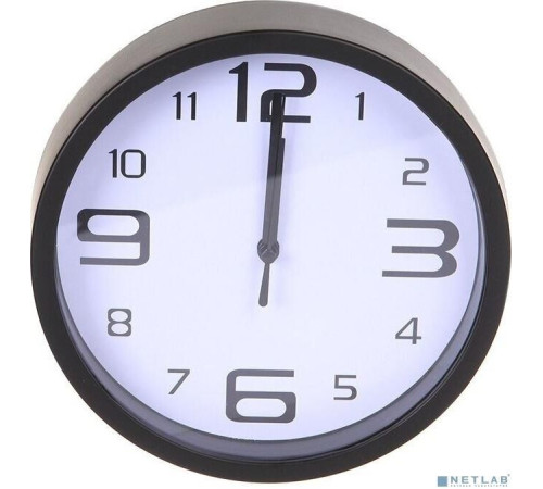 PERFEO PF-WC-001 круглые д. 20 см, чёрный корпус/белый циферблат