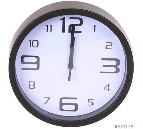 PERFEO PF-WC-001 круглые д. 20 см, чёрный корпус/белый циферблат