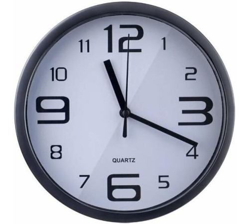 PERFEO PF-WC-001 круглые д. 20 см, чёрный корпус/белый циферблат