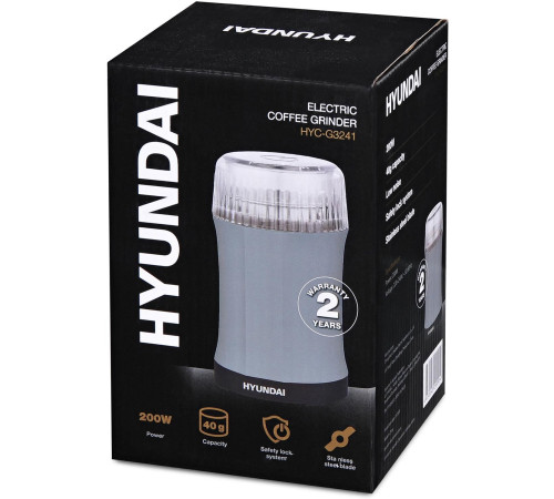 HYUNDAI HYC-G3241 200Вт сист.помол.:ротац.нож вместим.:40гр черный