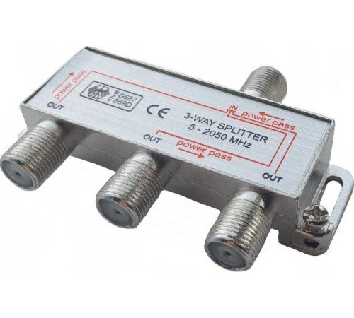 СИГНАЛ (6450) Сплиттер 3-WAY 5-2050МГц, с проходом по питанию