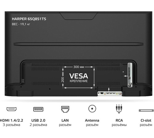 HARPER 65Q851TS UHD 4K SMART TV Яндекс Безрамочный