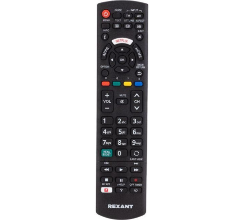 Пульт универсальный для телевизора REXANT (38-0008) универсальный для телевизора Panasonic, черный