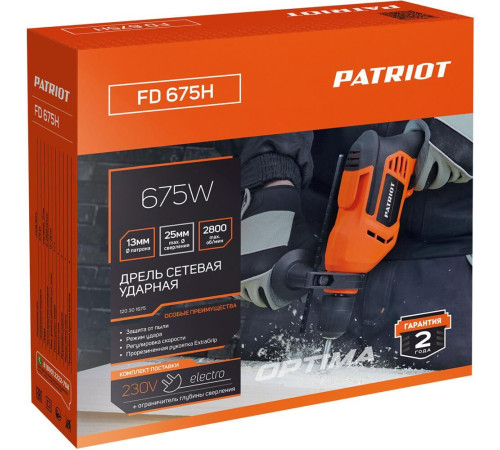 Дрель электрическая ударная PATRIOT 120301675 FD 675 H Дрель электрическая ударная