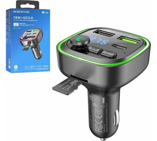 BOROFONE (6941991104039) BC48 Black 2USB+1Type-C QC3.1