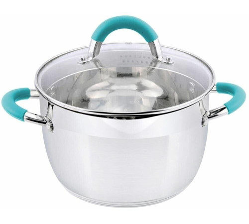 MALLONY Кастрюля BRAVO, объем 3,9 л, из нерж стали с крышкой жаропрочного стекла (005430)