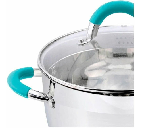 MALLONY Кастрюля BRAVO, объем 3,9 л, из нерж стали с крышкой жаропрочного стекла (005430)