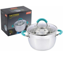 MALLONY Кастрюля BRAVO, объем 3,9 л, из нерж стали с крышкой жаропрочного стекла (005430)