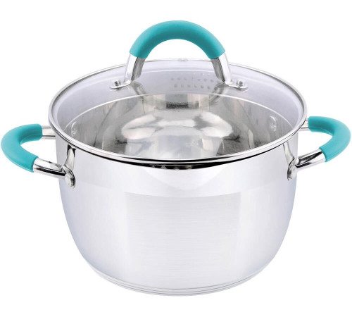 MALLONY Кастрюля BRAVO, объем 2,9 л, из нерж стали с крышкой жаропрочного стекла (005429)