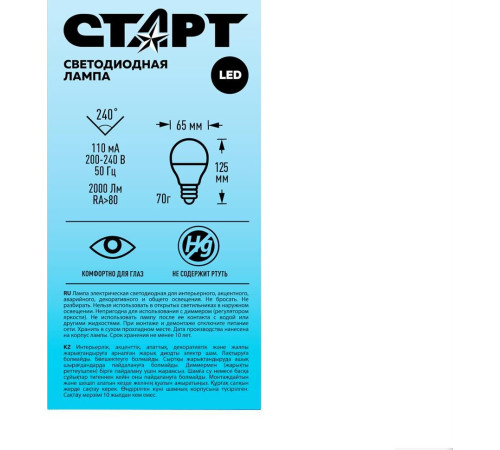 СТАРТ (465) LEDGLSE27 25W 40 WS 10/101 черный