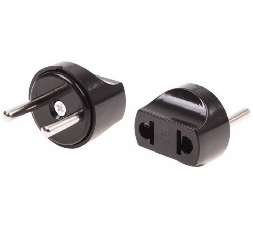 REXANT (11-1067) переходник с евро А/F на вилку С1 CEE 7/2 Питер 6А б/з черный