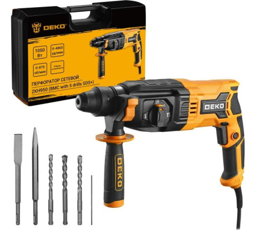 DEKO ZKH950 в кейсе с набором из 5 буров SDS+, 1050 Вт 083-1005