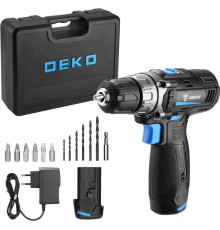 DEKO DKCD12V PRO в кейсе + оснастка 13 шт, 12В, 2х2.0Ач 083-1007