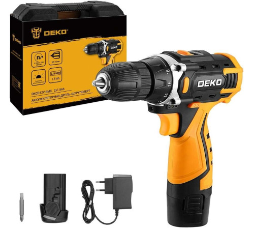 DEKO DKCD12V в кейсе, 12В, 2х1.5Ач 083-1006