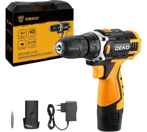 DEKO DKCD12V в кейсе, 12В, 2х1.5Ач 083-1006