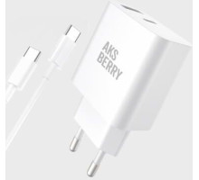 AKSBERRY (6900253240015) T43 20W PD + QC3.0 + кабель Type C , белый