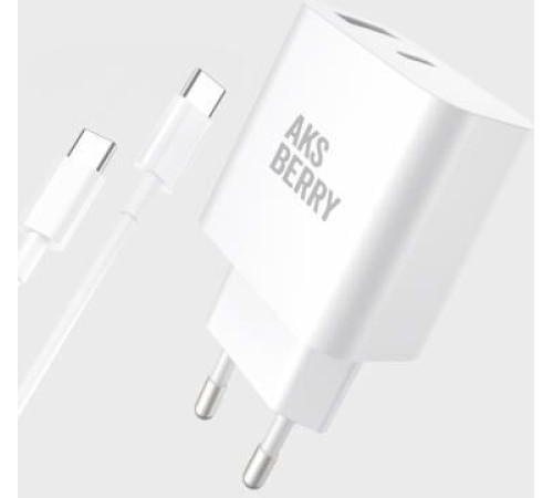 AKSBERRY (6900253240015) T43 20W PD + QC3.0 + кабель Type C , белый