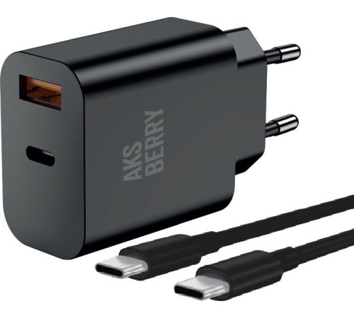 AKSBERRY (6900253230016) T43 20W PD + QC3.0 + кабель Type C , черный