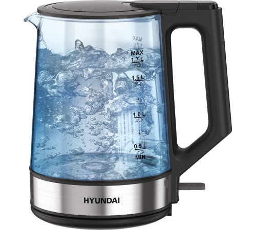 HYUNDAI HYK-G8808 1.7л. 2200Вт черный/серебристый (стекло)