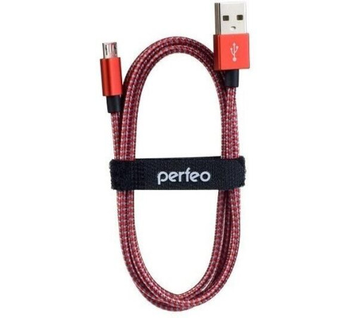 PERFEO (U4804) USB A вилка - Micro USB вилка, красно-белый, 3 м