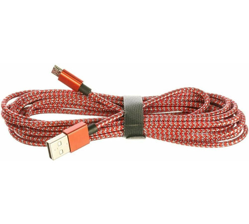 PERFEO (U4804) USB A вилка - Micro USB вилка, красно-белый, 3 м