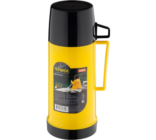 MALLONY Термос в пластиковом корпусе со стеклянной колбой CALOROSO, 0,6 л (106034)