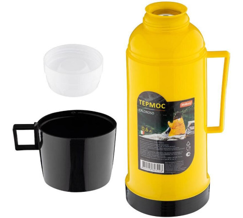 MALLONY Термос в пластиковом корпусе со стеклянной колбой CALOROSO, 0,6 л (106034)