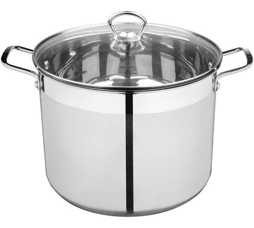 MALLONY Кастрюля CULINARIA, объем 12,9 л, из нерж стали с крышкой жаропрочного стекла (105803)