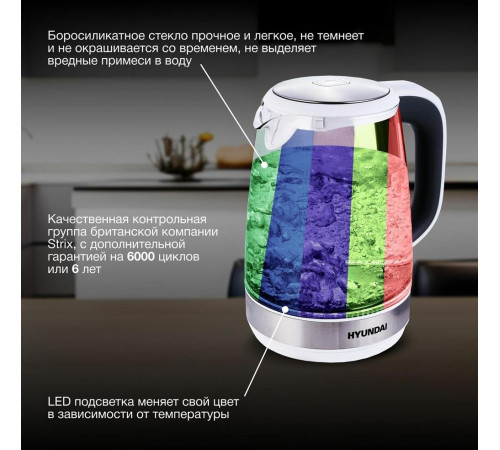 HYUNDAI HYK-G8880 2л. 2200Вт серый/серебристый корпус: стекло
