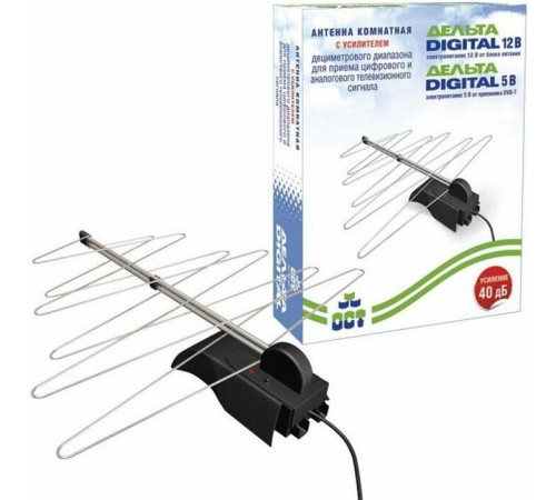 ДЕЛЬТА К131А.03 12V активная, DVB-T2, с б/п, 40 дБ, коробка