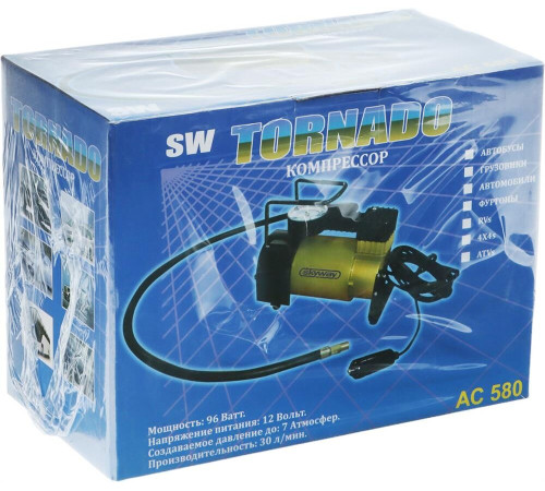 TORNADO АC-580 10 A, 35 л/мин, 140 PSI, 12В металл. корпус (с сумкой) 44199
