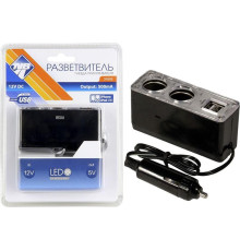 NOVA BRIGHT электропитания от прикуривателя 2 гнезда + 2 USB-порта, 12В 39888