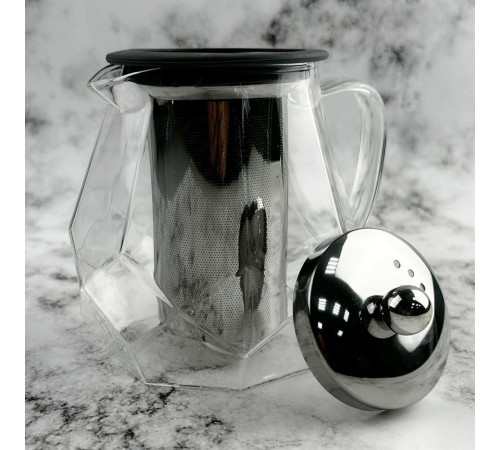 LEONORD Чайник заварочный, AROMA, 820 мл из боросиликатного стекла, корпус с гранями (106791)